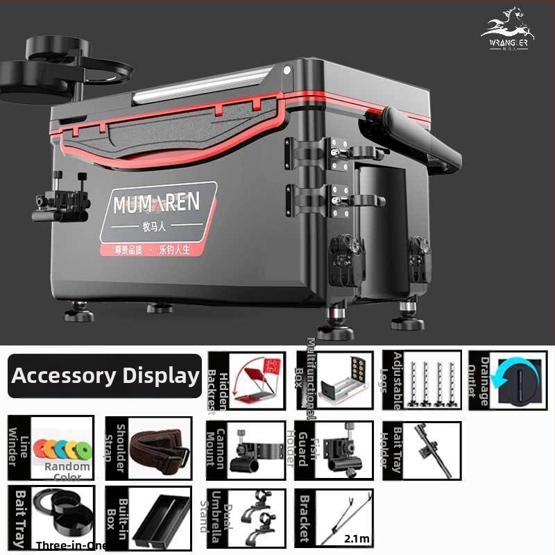 Wrangler box na ryby, kompletný set, vysoký objem 25–32 L, ľahký, plastový, bez montáže