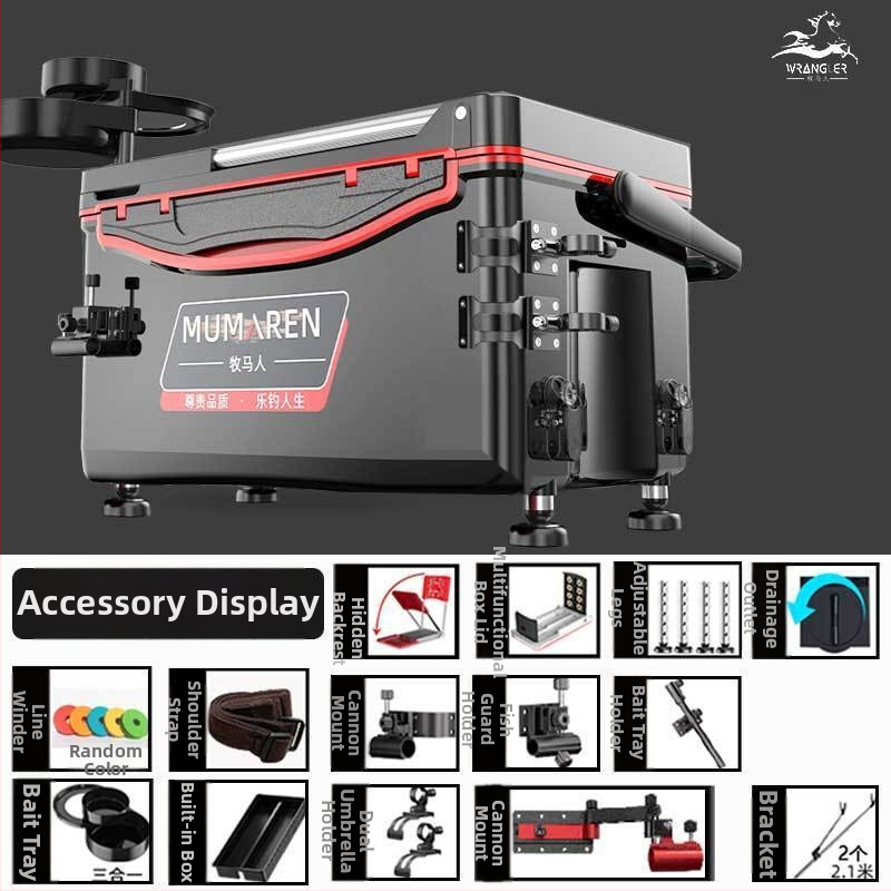 Wrangler box na ryby, kompletný set, vysoký objem 25–32 L, ľahký, plastový, bez montáže