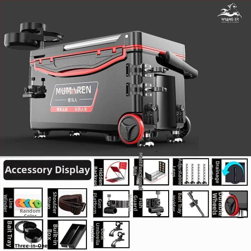 Wrangler box na ryby, kompletný set, vysoký objem 25–32 L, ľahký, plastový, bez montáže