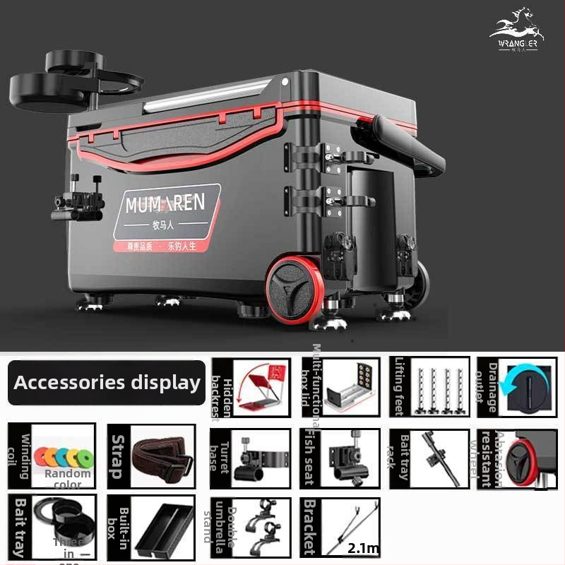 Wrangler box na ryby, kompletný set, vysoký objem 25–32 L, ľahký, plastový, bez montáže