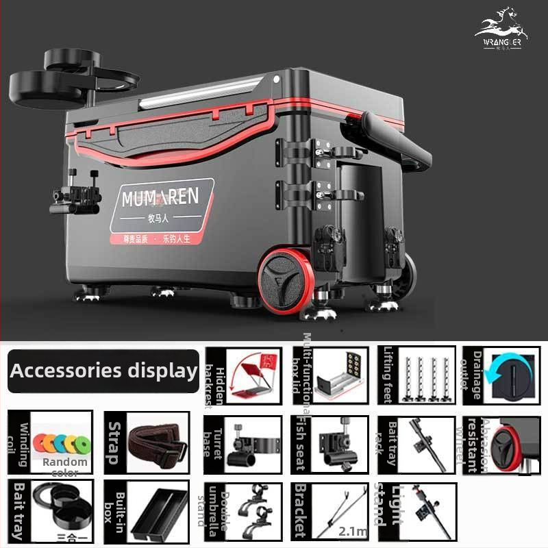 Wrangler box na ryby, kompletný set, vysoký objem 25–32 L, ľahký, plastový, bez montáže