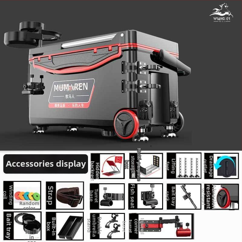 Wrangler box na ryby, kompletný set, vysoký objem 25–32 L, ľahký, plastový, bez montáže