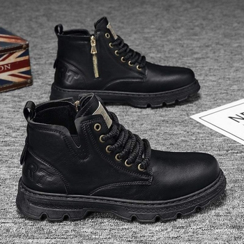 Ghete Martin, stil coreean, respirante, de înălțime medie, cu PU pe exterior și talpă PVC, pentru bărbați