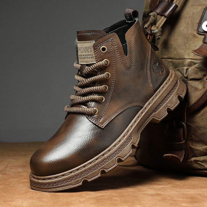 Ghete Martin, stil coreean, respirante, de înălțime medie, cu PU pe exterior și talpă PVC, pentru bărbați