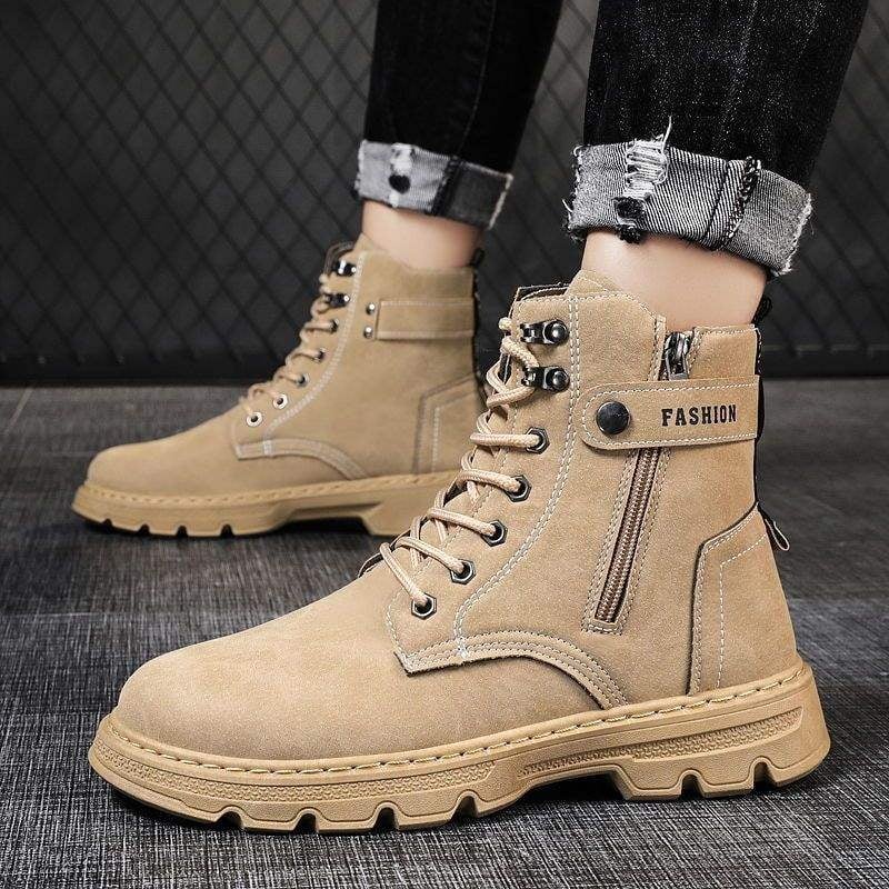 Ghete Martin, stil coreean, respirante, de înălțime medie, cu PU pe exterior și talpă PVC, pentru bărbați