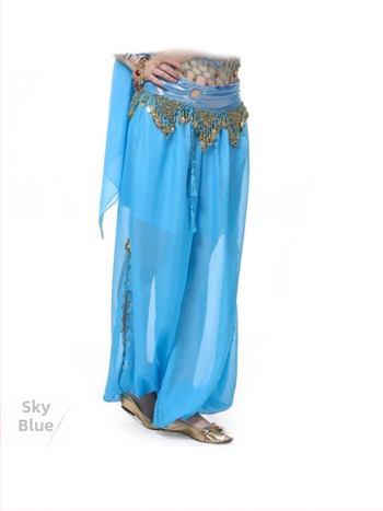 Nohavice na belly dance s výšivkou, šifónová látka, nylonová zmes 50–70% a 30–50%, letné uvedenie 2025, elegantný štýl, street-style