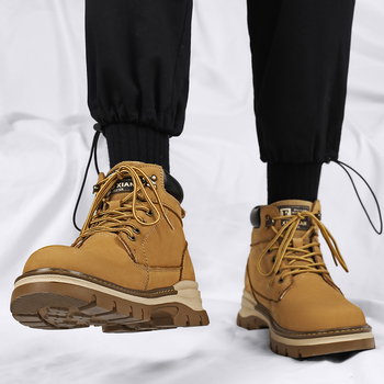 Ghete de lucru pentru bărbați Martin - piele din primul strat, talpă din cauciuc-spumă, impermeabile, respirante, antiderapante