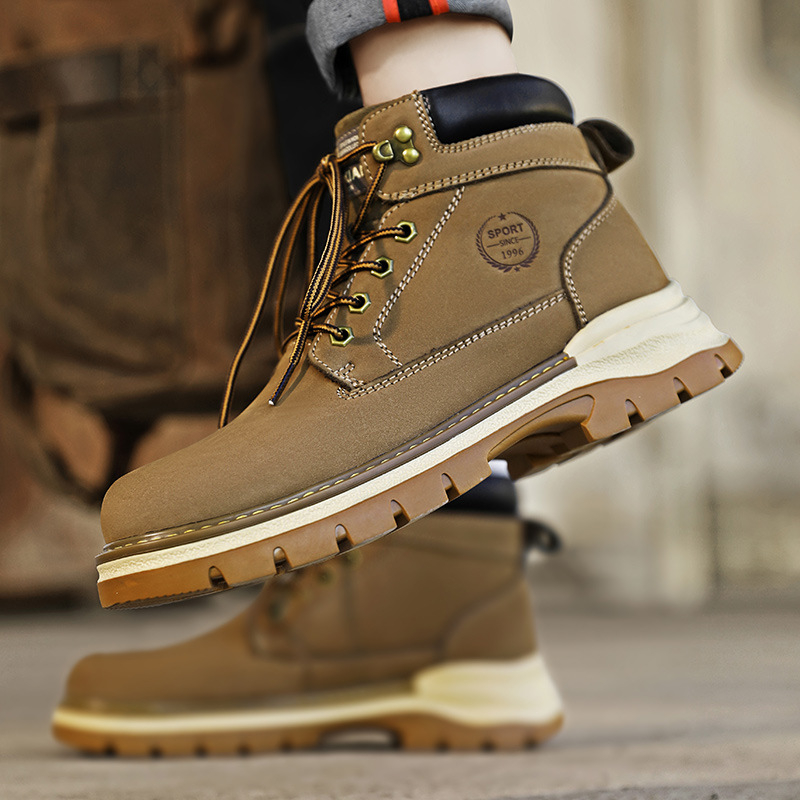 Ghete de lucru pentru bărbați Martin - piele din primul strat, talpă din cauciuc-spumă, impermeabile, respirante, antiderapante