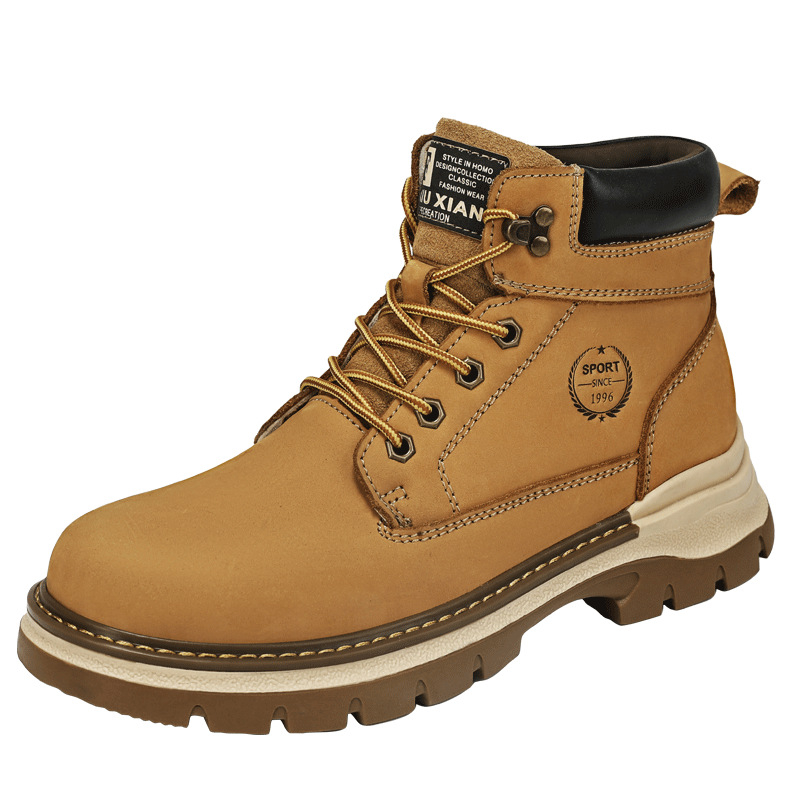 Ghete de lucru pentru bărbați Martin - piele din primul strat, talpă din cauciuc-spumă, impermeabile, respirante, antiderapante