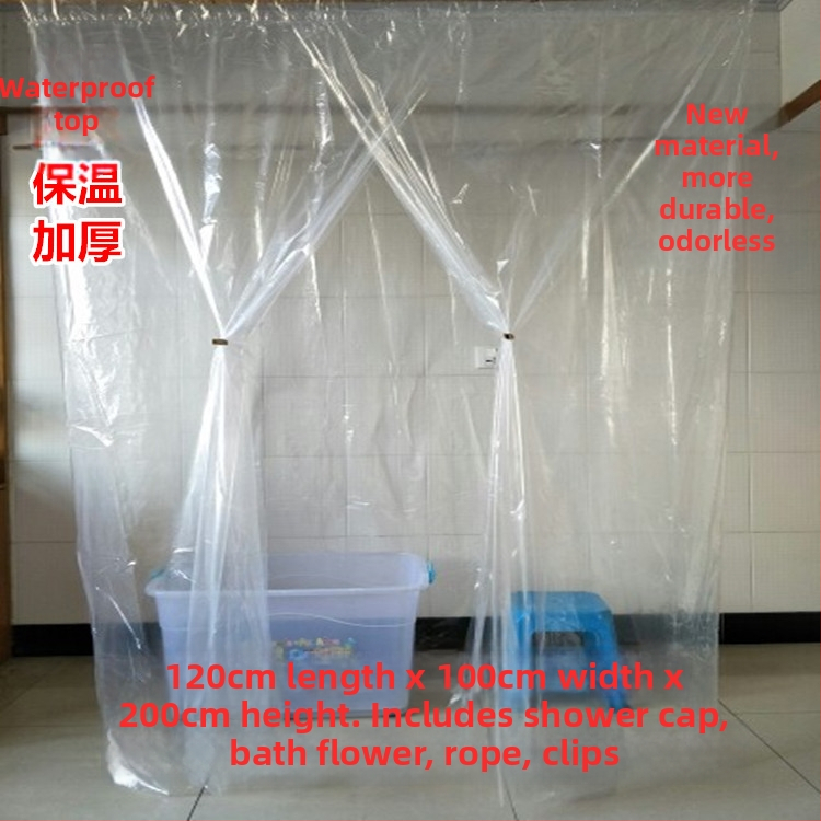 Sprchová stan pre dospelých, izolovaná na zimu, obdĺžnikový plast