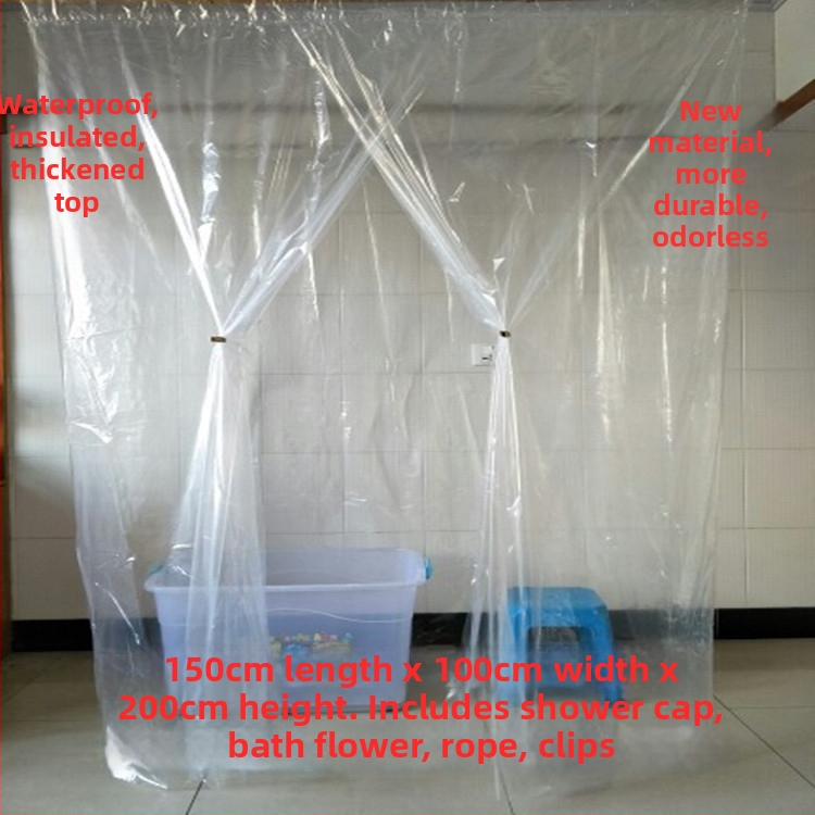 Sprchová stan pre dospelých, izolovaná na zimu, obdĺžnikový plast
