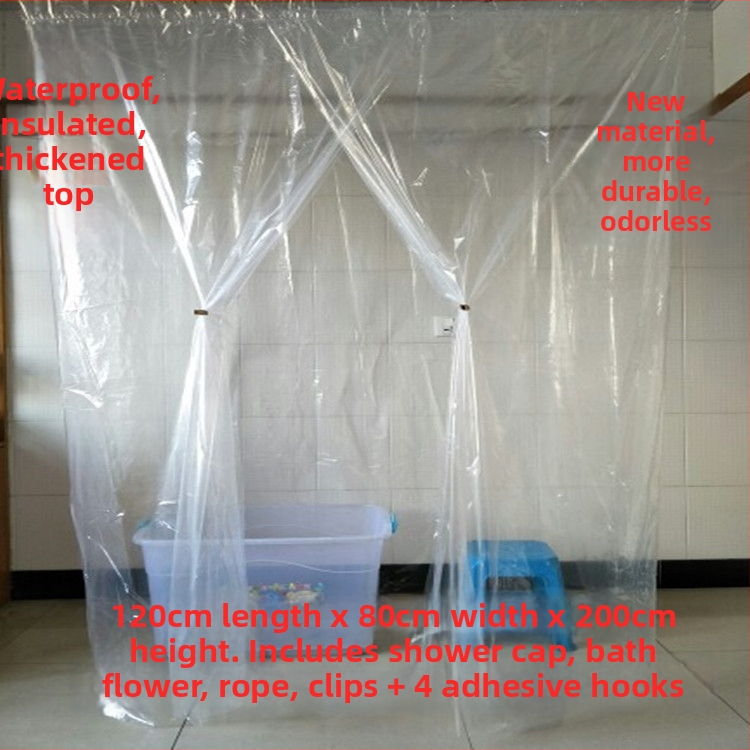 Sprchová stan pre dospelých, izolovaná na zimu, obdĺžnikový plast