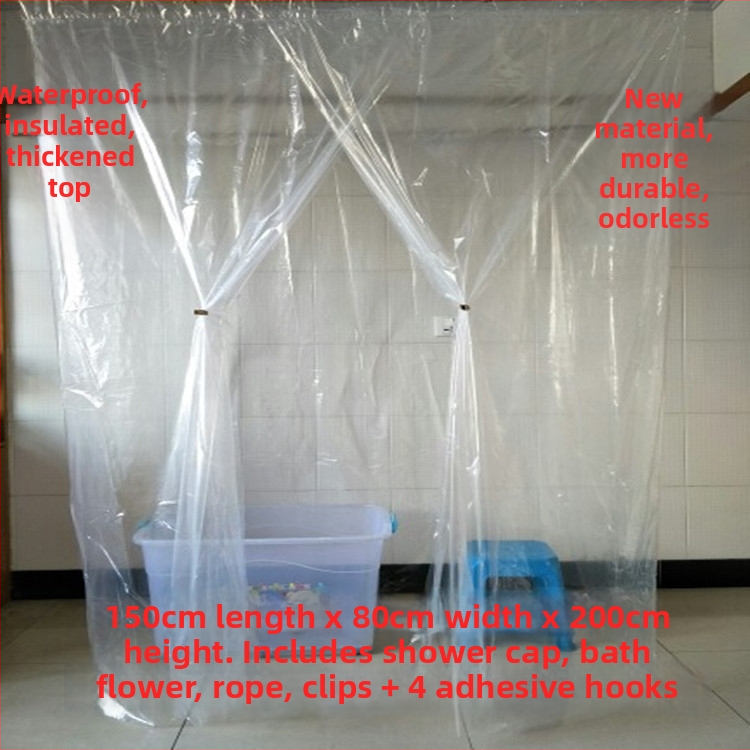 Sprchová stan pre dospelých, izolovaná na zimu, obdĺžnikový plast