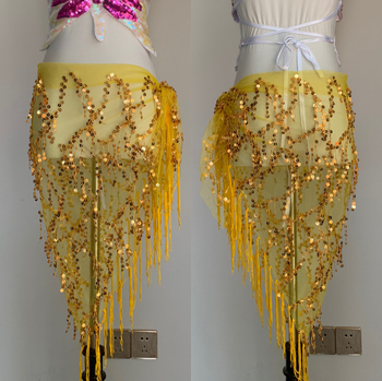 Pojas za ples Belly dance s perlama i resicama, trokutasti oblik, mrežasti materijal, šljokice, proljeće 2024, 90–95% poliester