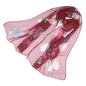 Georgette sál lótusz mintával, nyár, egyszerű szövés, pasztorális stílus