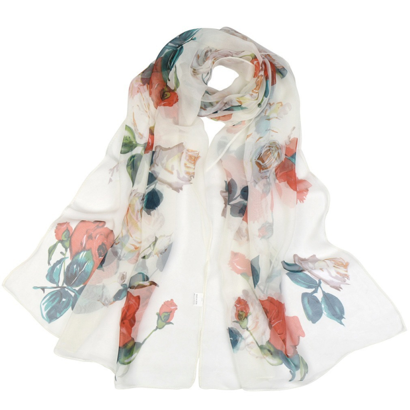 Georgette sál lótusz mintával, nyár, egyszerű szövés, pasztorális stílus