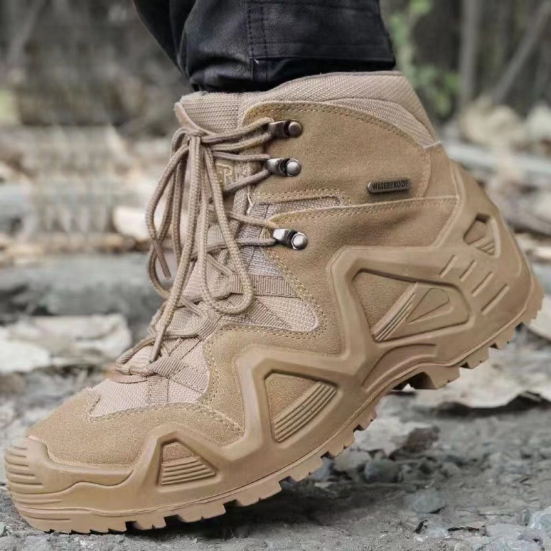 Ghete de drumeție impermeabile, unisex, înalte — talpă EVA, partea Super Fiber, căptușeală din plasă, branț din piele artificială, înălțime de gleznă