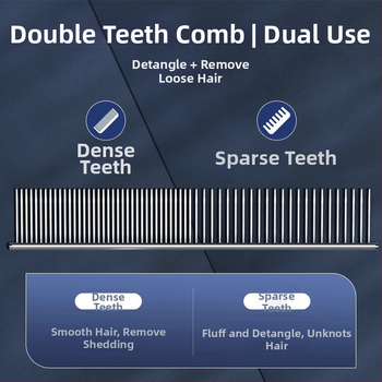 Féska na starostlivosť o domáce zvieratá pre dlhovlasé mačky a psy, oceľová, jemné zuby
