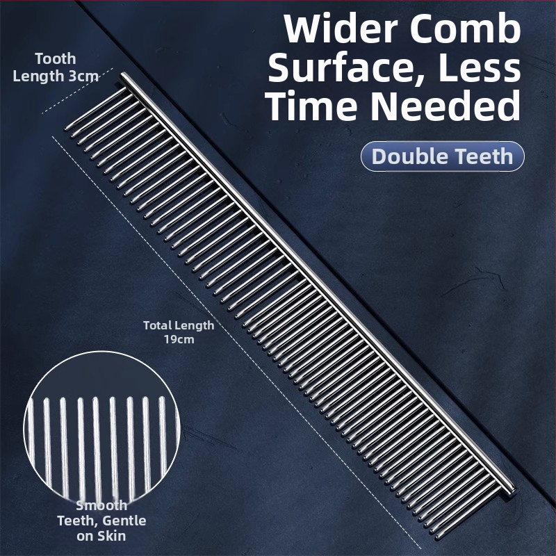 Féska na starostlivosť o domáce zvieratá pre dlhovlasé mačky a psy, oceľová, jemné zuby