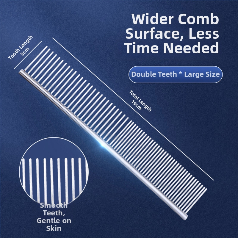 Féska na starostlivosť o domáce zvieratá pre dlhovlasé mačky a psy, oceľová, jemné zuby