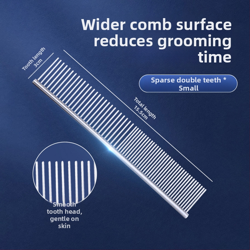 Féska na starostlivosť o domáce zvieratá pre dlhovlasé mačky a psy, oceľová, jemné zuby