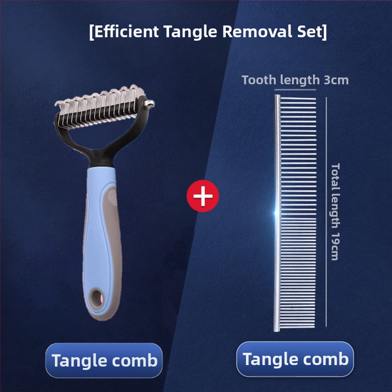 Féska na starostlivosť o domáce zvieratá pre dlhovlasé mačky a psy, oceľová, jemné zuby
