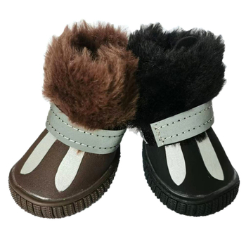 Kožne cipele za pse s reflektirajućim M oblikom dizajna, vodootporne, protuklizne, s plišanom unutrašnjosti, Velcro zatvaranje