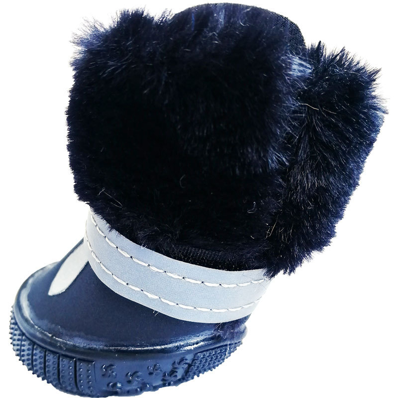 Kožne cipele za pse s reflektirajućim M oblikom dizajna, vodootporne, protuklizne, s plišanom unutrašnjosti, Velcro zatvaranje