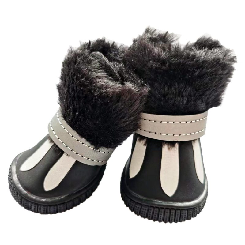 Kožne cipele za pse s reflektirajućim M oblikom dizajna, vodootporne, protuklizne, s plišanom unutrašnjosti, Velcro zatvaranje