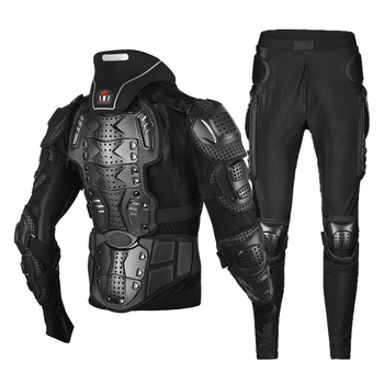 Set protecție motocicletă – protecție durabilă, anti-cădere; protecții pentru genunchi, coate, torace și gât; carcasă PE; adulți; pentru ciclism, schi, cross-country, downhill, patinaj cu role
