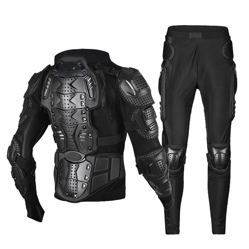 Set protecție motocicletă – protecție durabilă, anti-cădere; protecții pentru genunchi, coate, torace și gât; carcasă PE; adulți; pentru ciclism, schi, cross-country, downhill, patinaj cu role