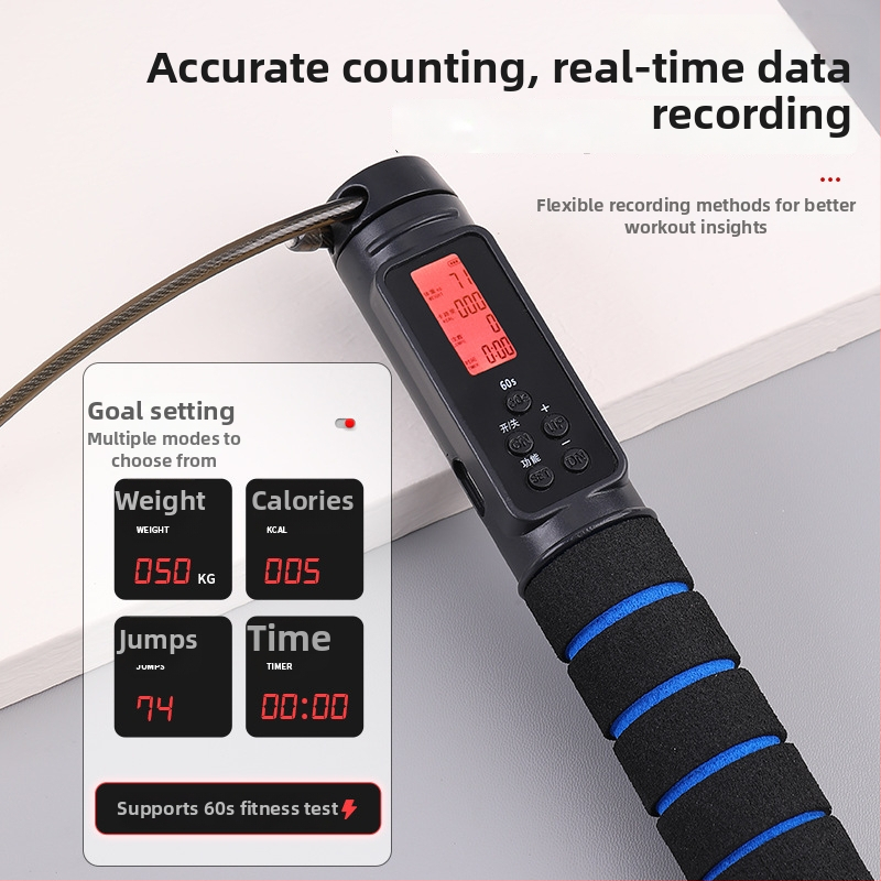 Elektronické počítacie bezdrôtové švihadlo, PVC + oceľové lanko, 2.8, Benefit