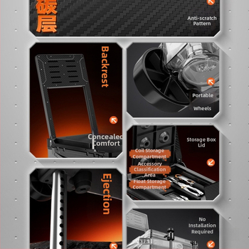 Ultraľahký rybársky box s PP materiálom, viacfunkčný sedací box s nastaviteľnou platformou pre nohy a kolieskami