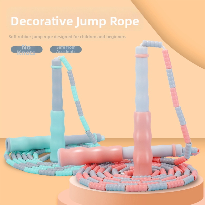 Detské PU švihadlo s korálkami s nastaviteľným vzorom korálok, švihadlo na skákanie s korálkami, 2.8