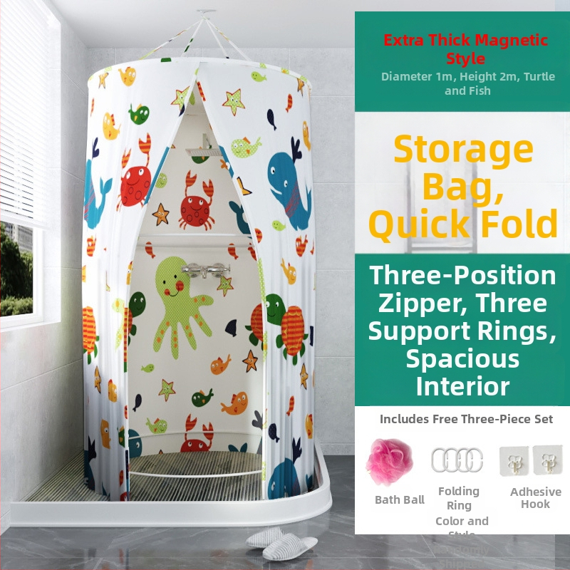 Kruhová sprchová clona do kúpeľne, polyester, moderný štýl, cartoon japonský vzor, možná úprava loga