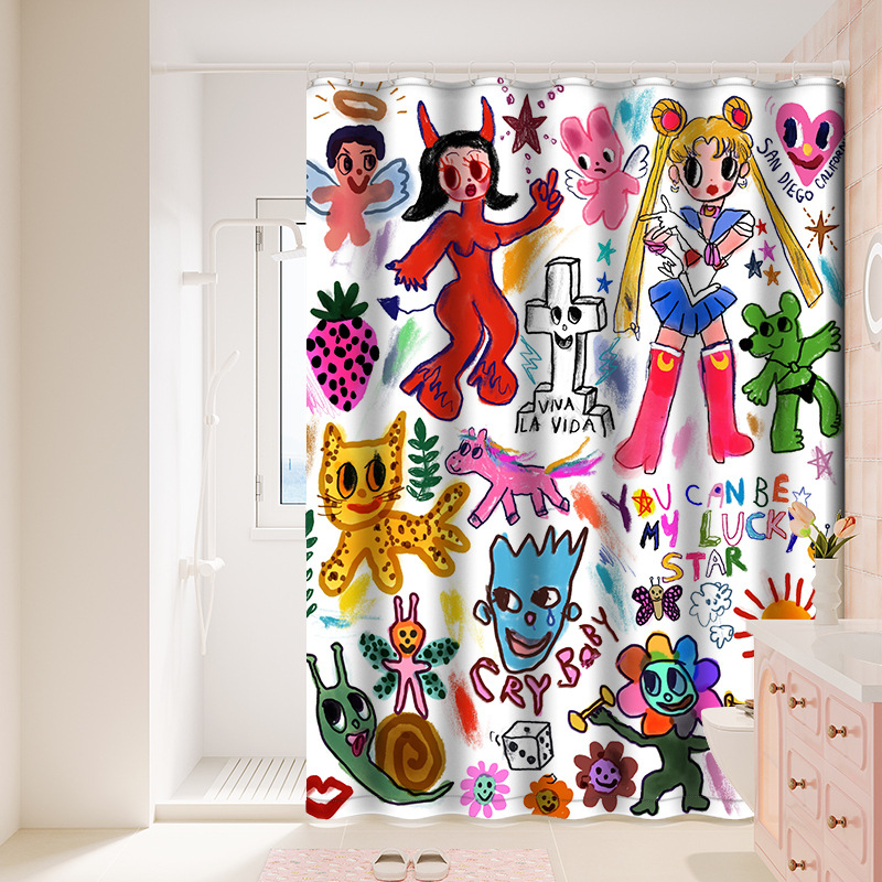 Cortină de duș cu desene animate, material: rășină diamant, stil: modern minimalist, marcă: Alta, neimportată