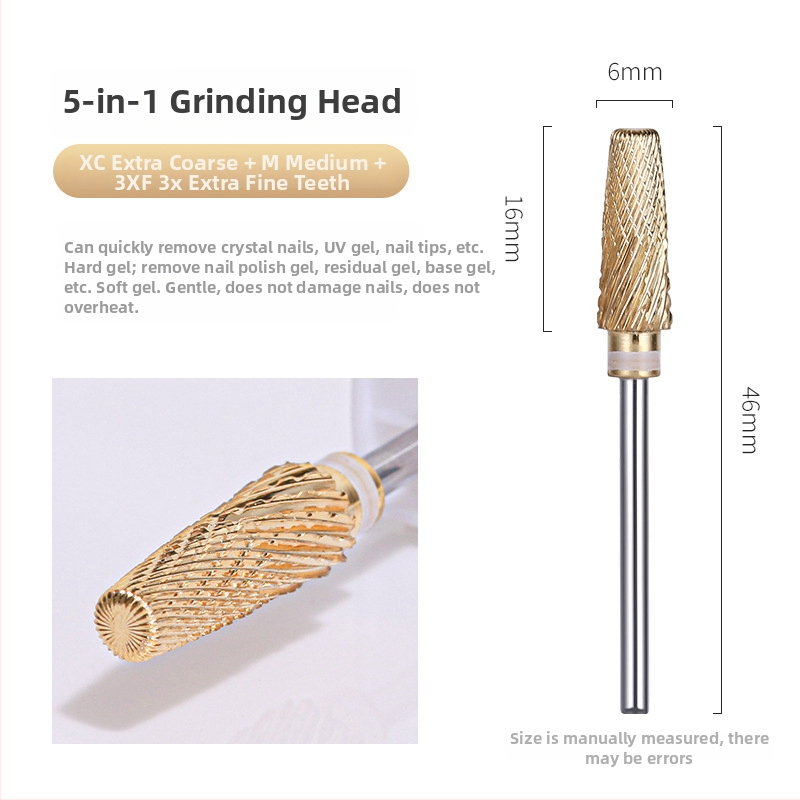 Εργαλείο λείανσης επιφανείας νυχιών – βολφράμ ατσάλι, 5-σε-1 κεφαλή αφαίρεσης βερνικιού και βήματος λείανσης, για οικιακή χρήση