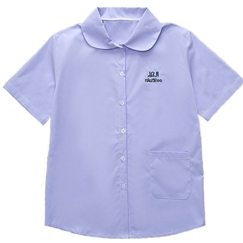 Školska košulja s uzorkom slova, kolegijalni stil, kratki rukavi, stojeći ovratnik, vezenje