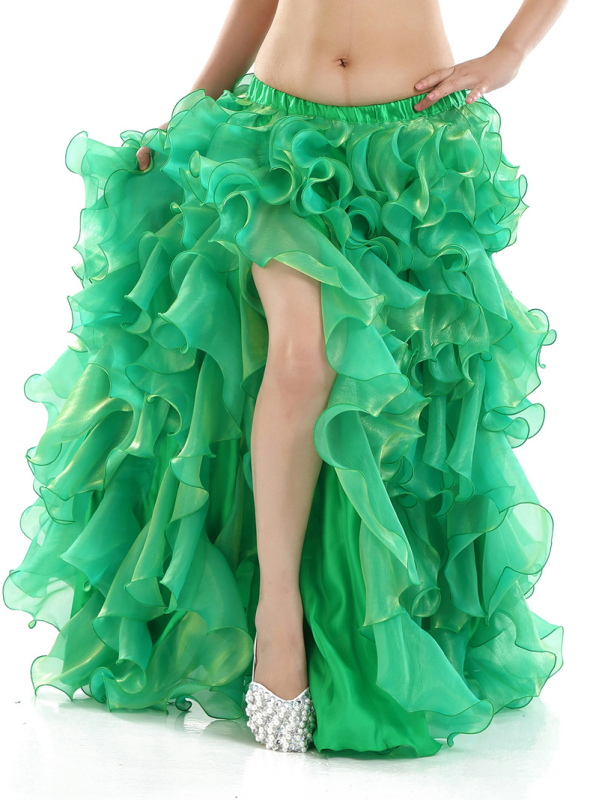 Iskusna belly dance suknja s tutu, valoviti rub, dizajn s razdvojenim nogama, jednobojni uzorak, tkanina od korejskih vlakana, podstava 100% najlon, BELLYQUEEN/Dancer