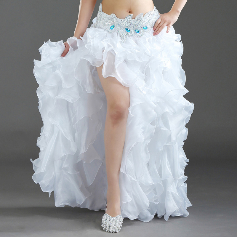 Iskusna belly dance suknja s tutu, valoviti rub, dizajn s razdvojenim nogama, jednobojni uzorak, tkanina od korejskih vlakana, podstava 100% najlon, BELLYQUEEN/Dancer