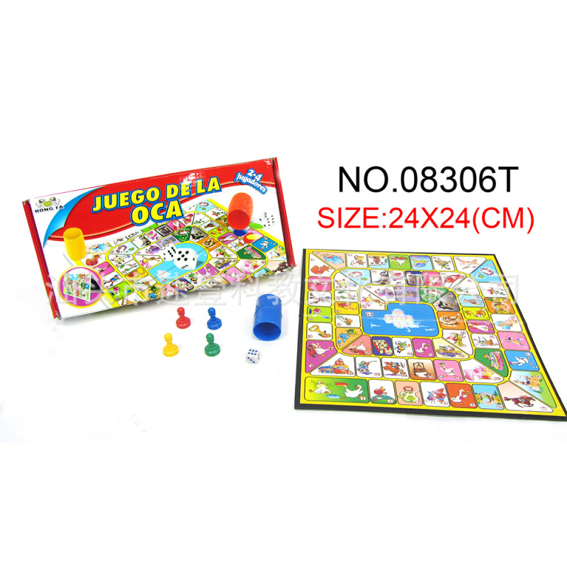 Sklopiva višestruka ploča za šah, Snakes and Ladders i Ludo — karton-plastika konstrukcija; pogodna za uzrast 4–35 godina.