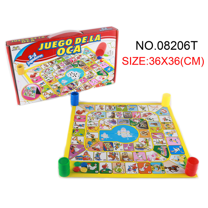 Sklopiva višestruka ploča za šah, Snakes and Ladders i Ludo — karton-plastika konstrukcija; pogodna za uzrast 4–35 godina.