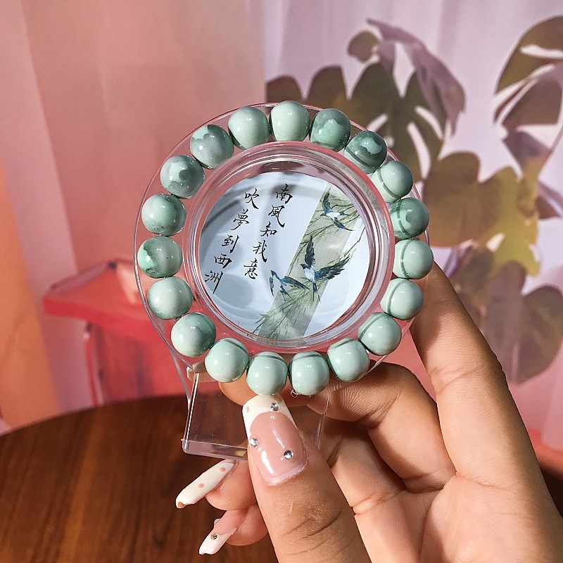 Kézzel készített üveg gyöngy karkötő, uniszex geometriai forma, évfordulóra ajándék