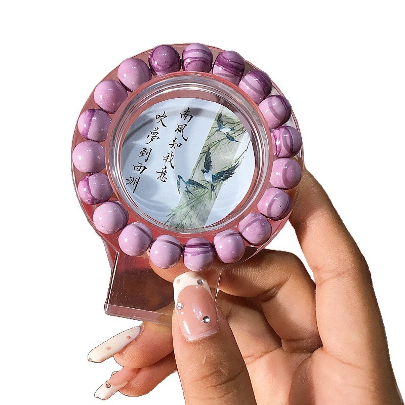 Kézzel készített üveg gyöngy karkötő, uniszex geometriai forma, évfordulóra ajándék