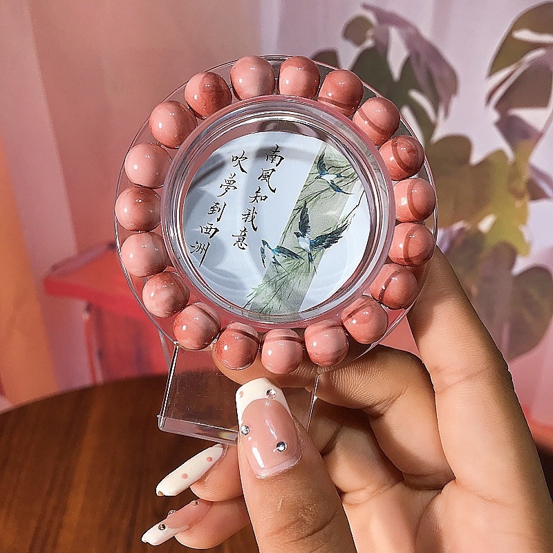 Kézzel készített üveg gyöngy karkötő, uniszex geometriai forma, évfordulóra ajándék