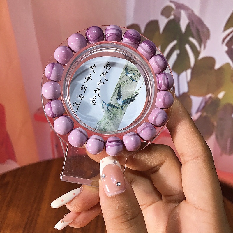 Kézzel készített üveg gyöngy karkötő, uniszex geometriai forma, évfordulóra ajándék