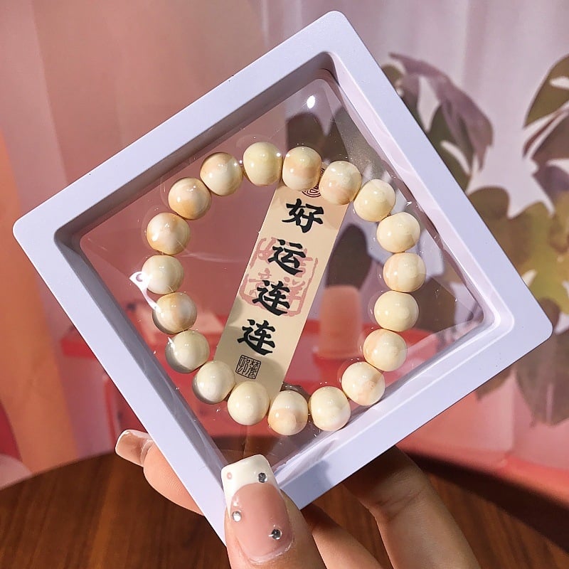 Kézzel készített üveg gyöngy karkötő, uniszex geometriai forma, évfordulóra ajándék