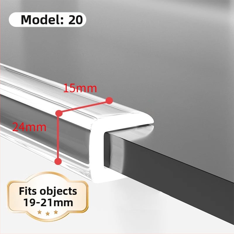 U‑tvarovaný priehľadný silikónový okrajový ochranný pás pre stolík na kávu zo skla – ochrana rohov