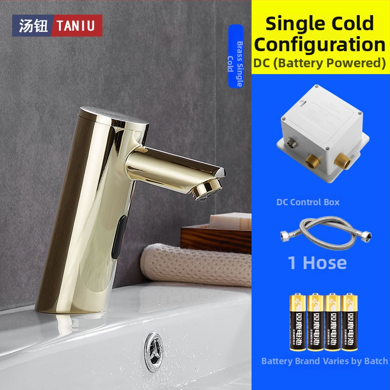 Indukciós szenzoros mosdócsap meleg- és hideg vízhez, réz testtel, egycsöves csatlakozás, G1/2