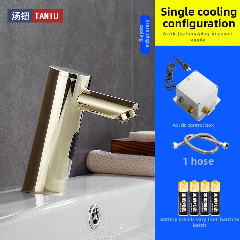 Indukciós szenzoros mosdócsap meleg- és hideg vízhez, réz testtel, egycsöves csatlakozás, G1/2